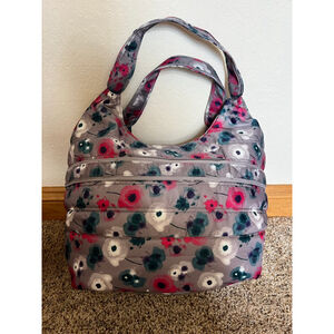 Women's Lug One Size Grey Pink Floral Puffer Hobo Bag